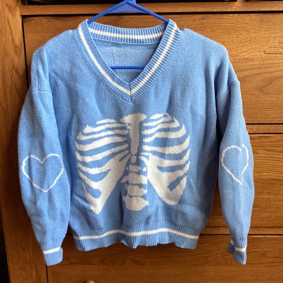 Light Blue Skeleton Sweater - Picture 1 of 1
